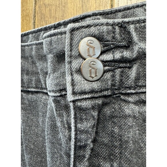 Y2K Low Rise Micro Mini Skirt Black Faded Denim Decree Size 11 Brat Baddie - Picture 5 of 8